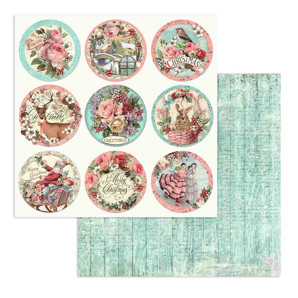 Stamperia PINK CHRISTMAS 6x6 Double Faced Paper 10 PCS + Bonus #SBBXS07