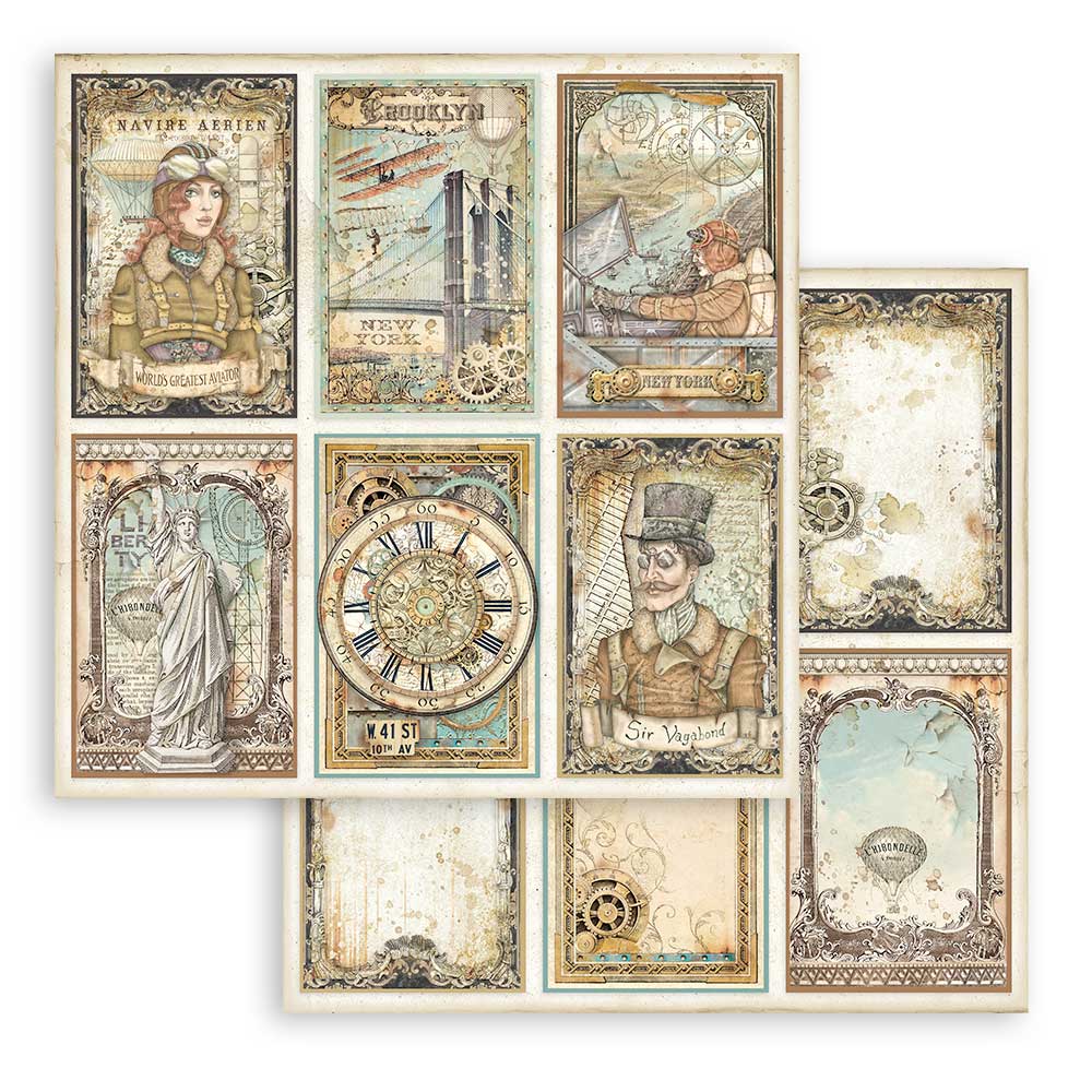 Stamperia SIR VAGABOND Aviator 6x6 Double Faced Paper 10 PCS + Bonus #SBBXS18