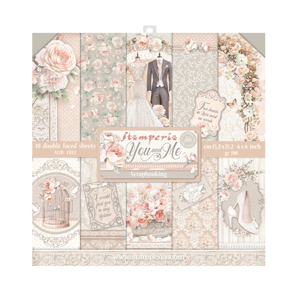 Stamperia YOU and ME Wedding 6x6 Double Faced Paper 10 PCS + Bonus #SBBXS17