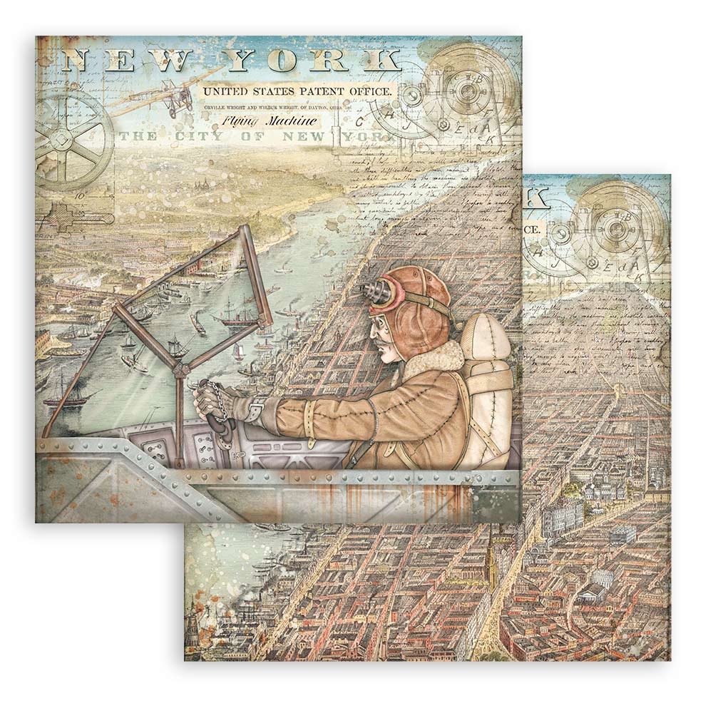 Stamperia SIR VAGABOND Aviator 6x6 Double Faced Paper 10 PCS + Bonus #SBBXS18