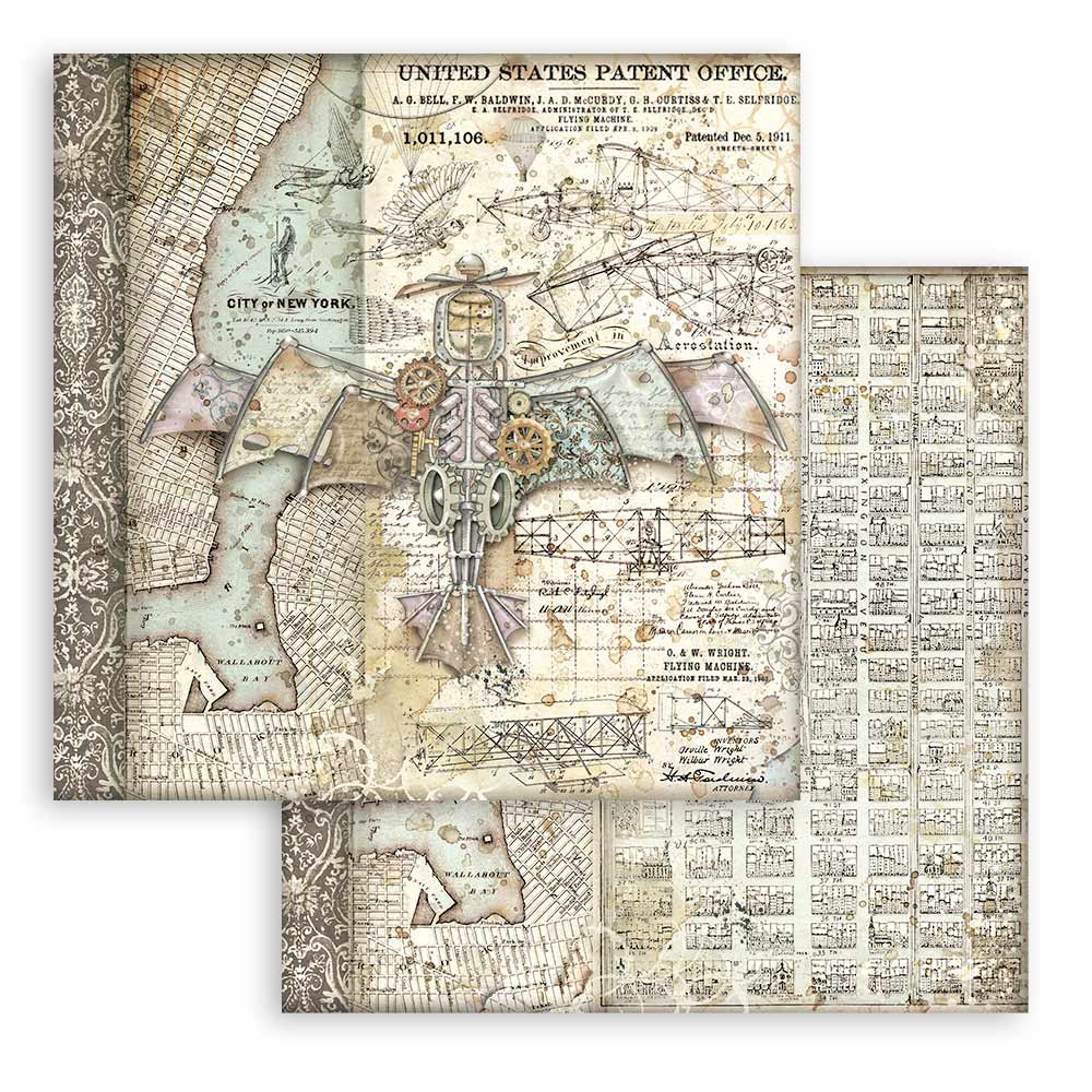 Stamperia SIR VAGABOND Aviator 6x6 Double Faced Paper 10 PCS + Bonus #SBBXS18