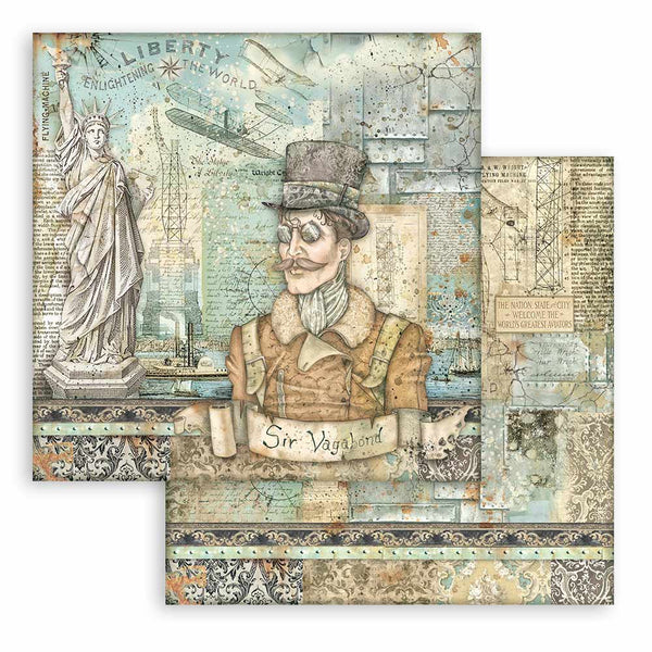 Stamperia SIR VAGABOND Aviator 6x6 Double Faced Paper 10 PCS + Bonus #SBBXS18