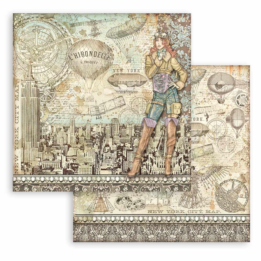 Stamperia SIR VAGABOND Aviator 6x6 Double Faced Paper 10 PCS + Bonus #SBBXS18