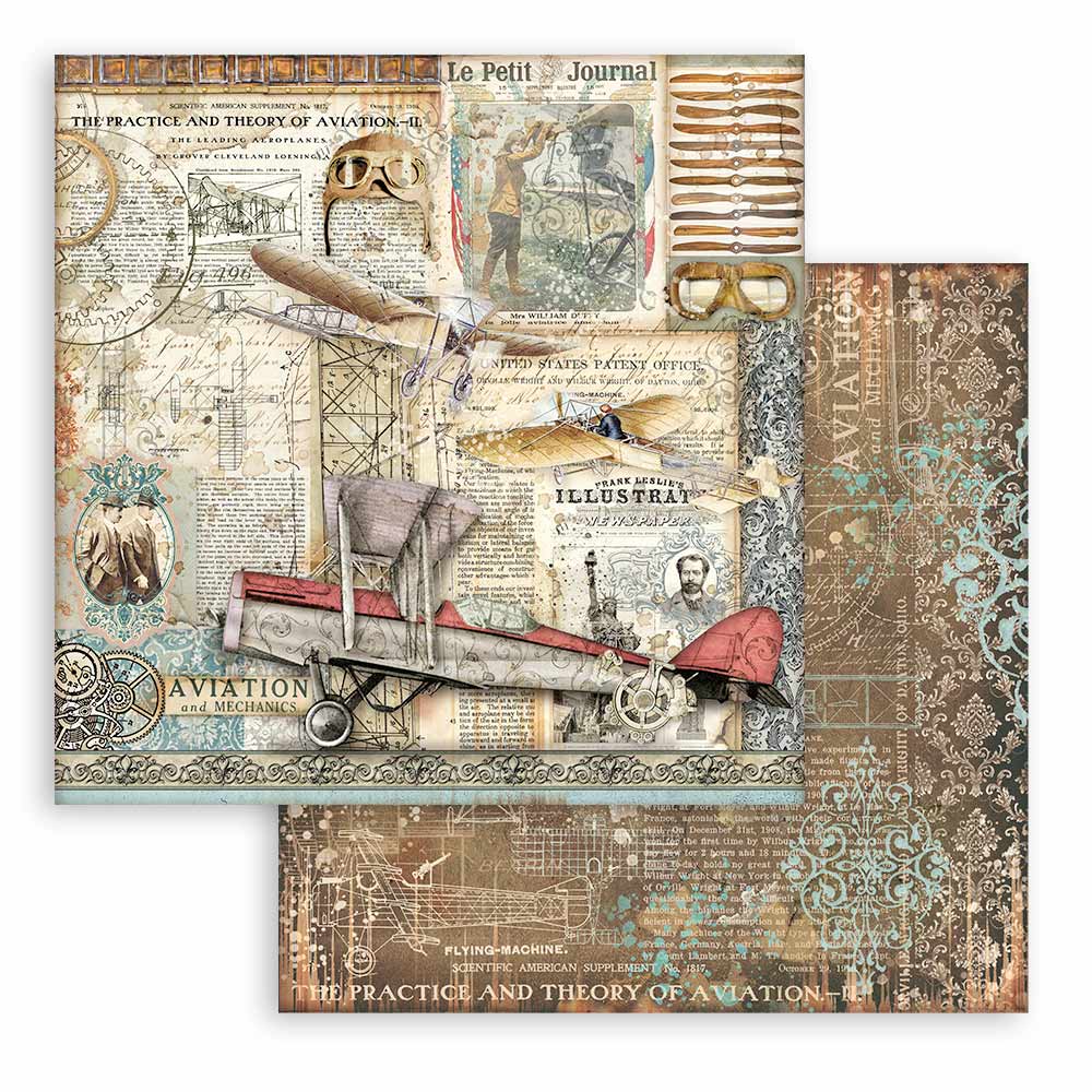 Stamperia SIR VAGABOND Aviator 6x6 Double Faced Paper 10 PCS + Bonus #SBBXS18