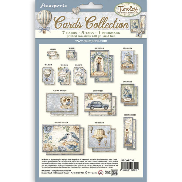 Stamperia TIMELESS 7 Cards 5 Tags 1 Bookmark Ephemera #SBCARD30