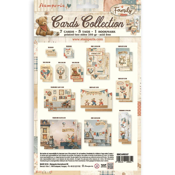 Stamperia FAMILY COLLECTION 7 Cards 5 Tags 1 Bookmark Ephemera #SBCARD37