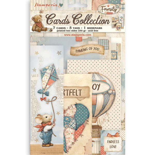 Stamperia FAMILY COLLECTION 7 Cards 5 Tags 1 Bookmark Ephemera #SBCARD37