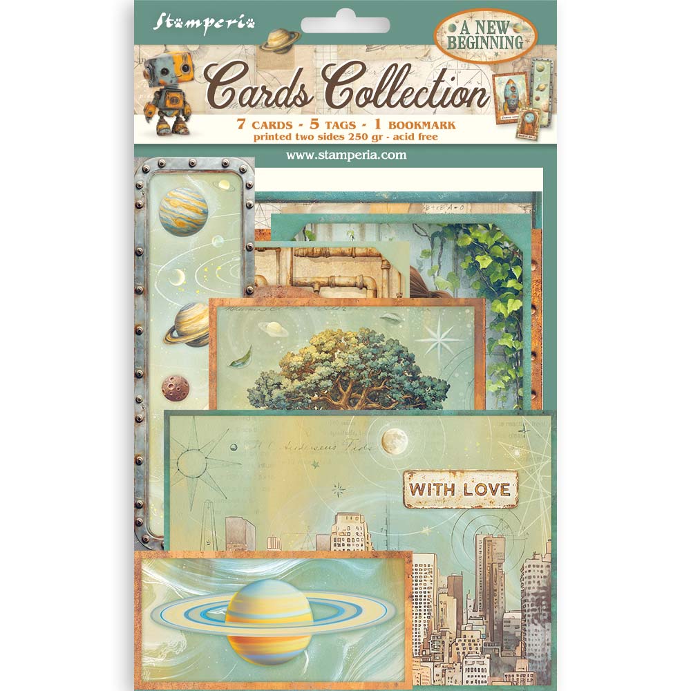 Stamperia A NEW BEGINNING COLLECTION 7 Cards 5 Tags 1 Bookmark Ephemera #SBCARD40