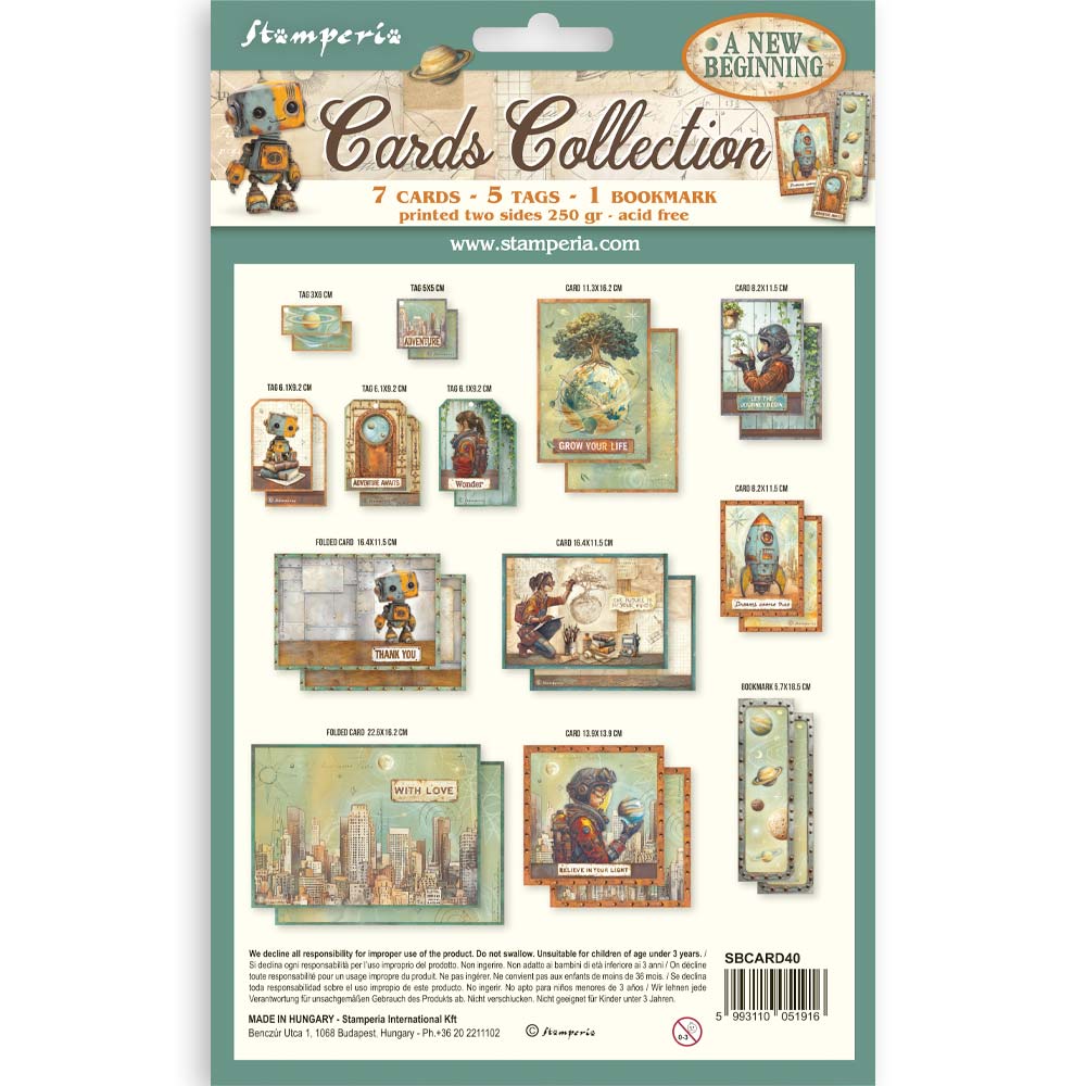 Stamperia A NEW BEGINNING COLLECTION 7 Cards 5 Tags 1 Bookmark Ephemera #SBCARD40