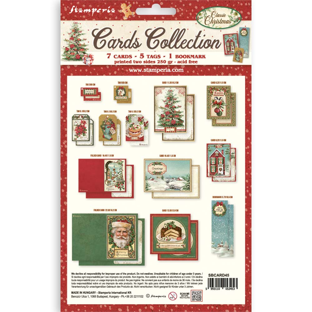 Stamperia CLASSIC CHRISTMAS - CARDS Collection Ephemera #SBCARD45