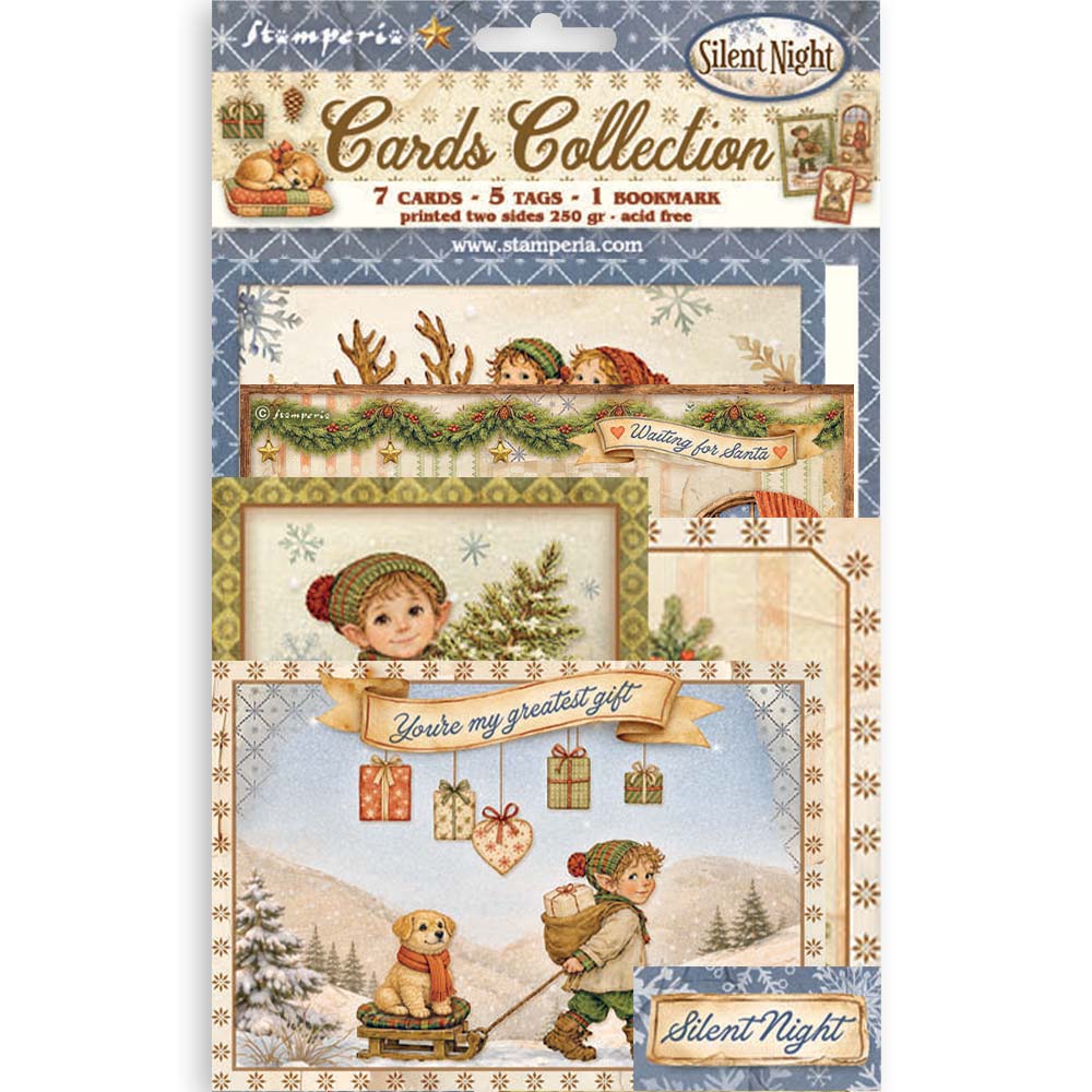 Stamperia SILENT NIGHT - Christmas - CARDS Collection Ephemera #SBCARD48