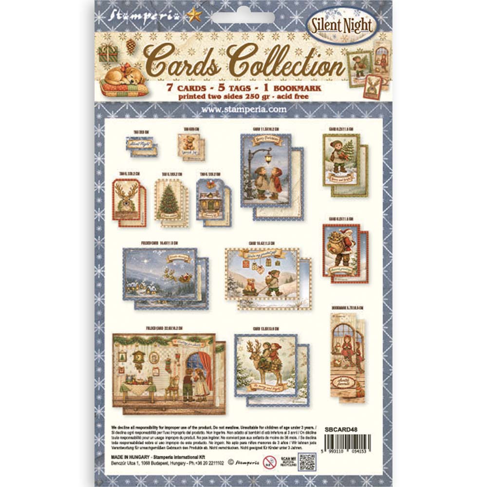 Stamperia SILENT NIGHT - Christmas - CARDS Collection Ephemera #SBCARD48