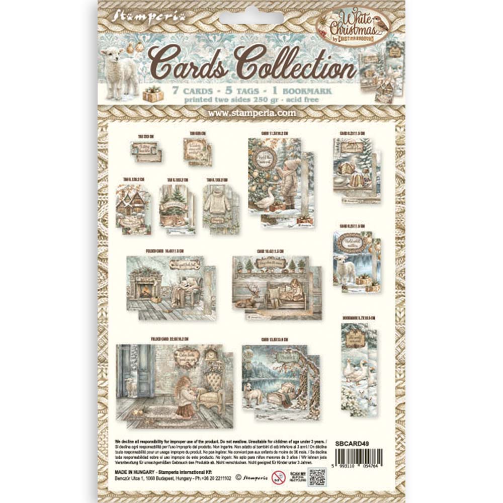 Stamperia WHITE CHRISTMAS - CARDS Collection Ephemera #SBCARD49