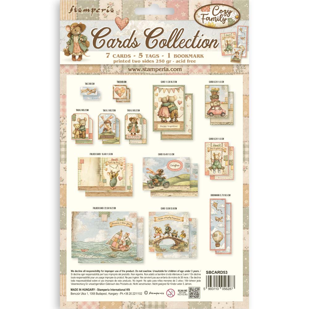 Stamperia COZY FAMILY - CARDS Collection Ephemera #SBCARD53