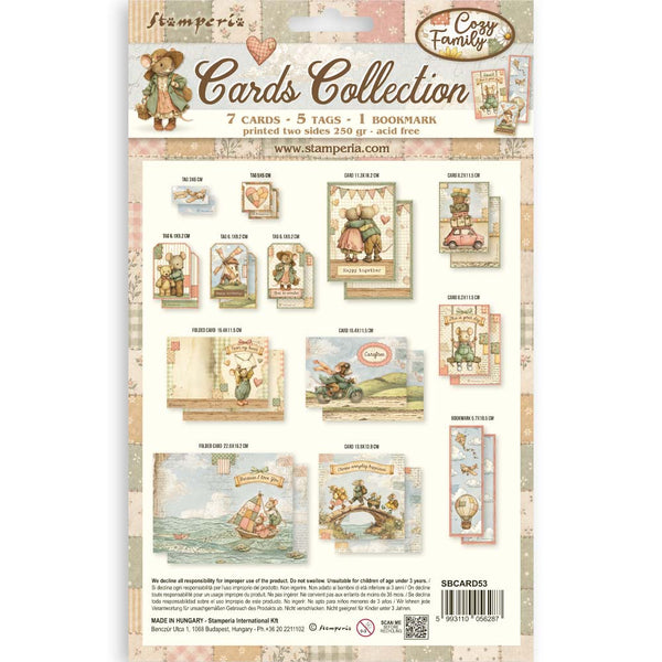 Stamperia COZY FAMILY - CARDS Collection Ephemera #SBCARD53