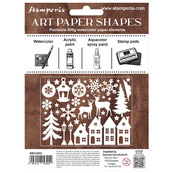 Stamperia All You Need for CHRISTMAS Art Paper Shapes Laser Cuts Paintable #SBCU002