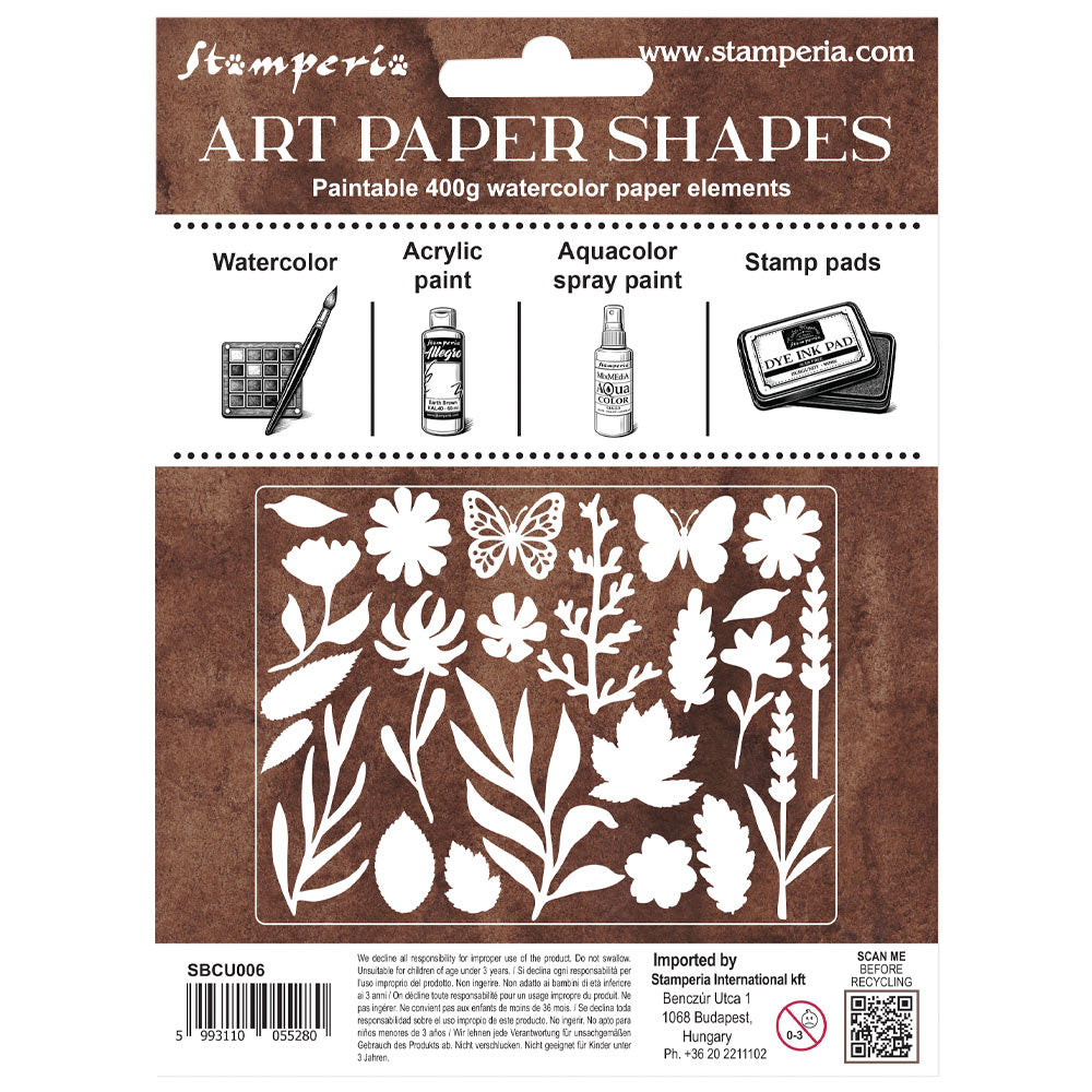 Stamperia FLOWERS AND POEMS Art Paper Shapes Laser Cuts Paintable #SBCU006
