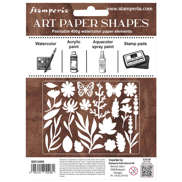 Stamperia FLOWERS AND POEMS Art Paper Shapes Laser Cuts Paintable #SBCU006