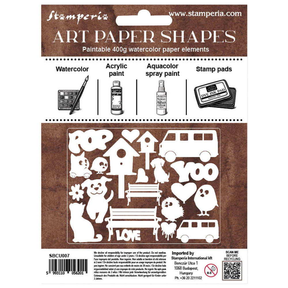 Stamperia FURRY FRIENDS 2 Art Paper Shapes Laser Cuts Paintable #SBCU007