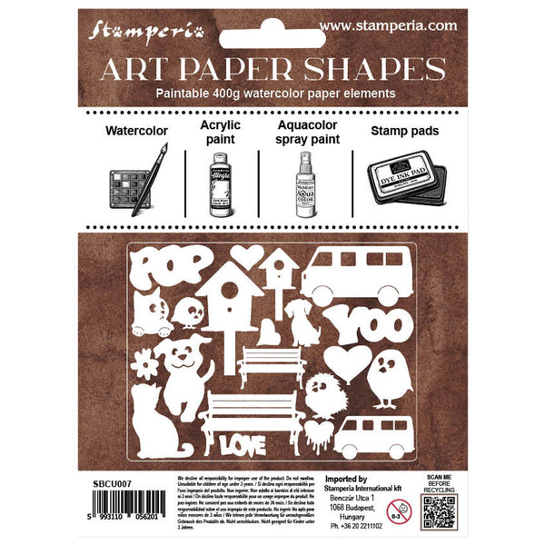 Stamperia FURRY FRIENDS 2 Art Paper Shapes Laser Cuts Paintable #SBCU007