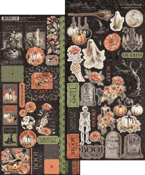 G45 Graphic 45 GHOSTLY GREETINGS Halloween Sticker Set #4503076