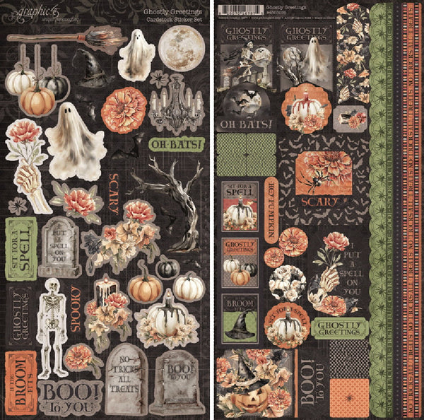 G45 Graphic 45 GHOSTLY GREETINGS Halloween Sticker Set #4503076