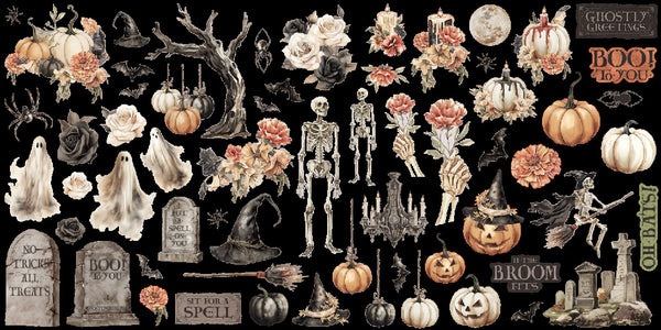 G45 Graphic 45 GHOSTLY GREETINGS Halloween Ephemera Set, 65 pcs #4503077