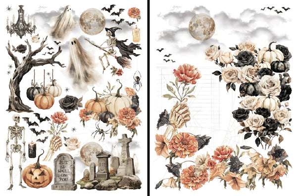 G45 Graphic 45 GHOSTLY GREETINGS Halloween Rub-on Transfers #4503079