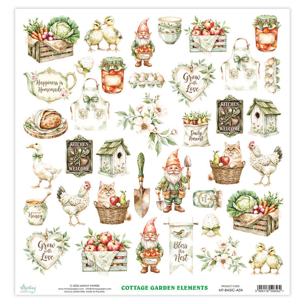 Mintay COTTAGE GARDEN 12x12 Single Sided Paper Fussy Cutting Elements #MT-BASIC-A04