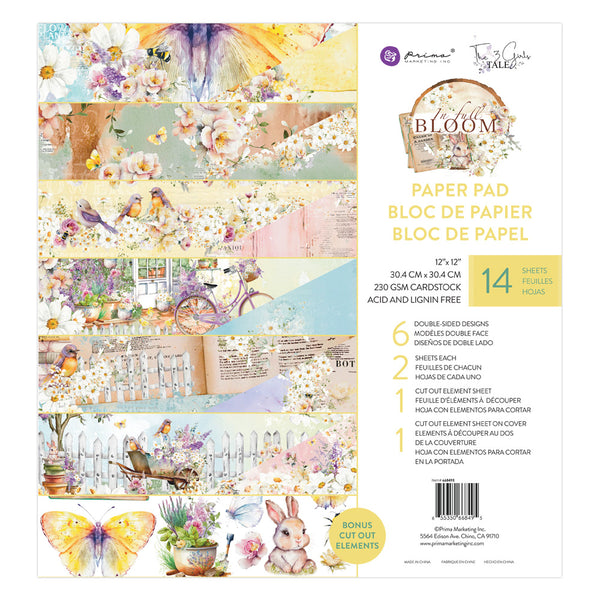 Prima IN FULL BLOOM Collection 12x12 Paper Pad 14 Sheets w/Foil #668495