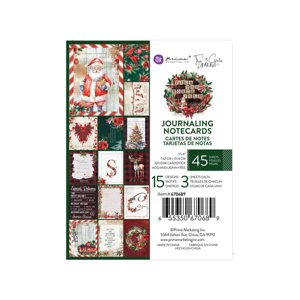 Prima From the North Pole Christmas Collection JOURNALING NOTECARDS 3x4 #670689