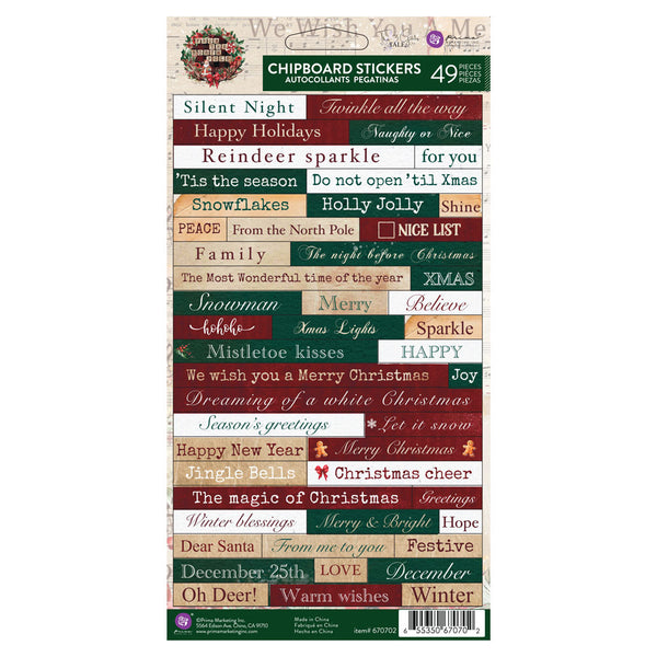 Prima From the NORTH POLE CHIPBOARD Stickers 49 pcs #670702