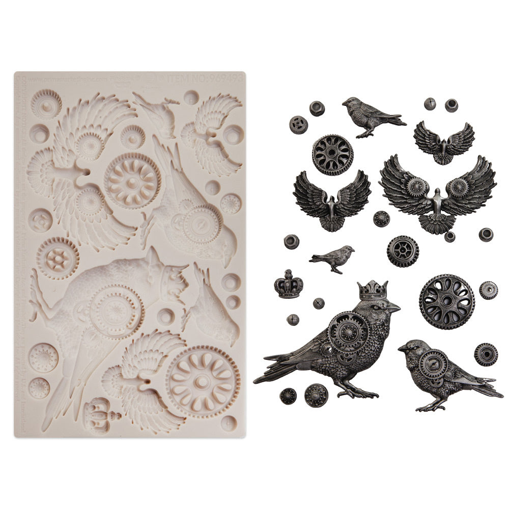 Prima Finnabair CLOCKWORK SPARROW Imaginarium Silicone Moulds Molds 5