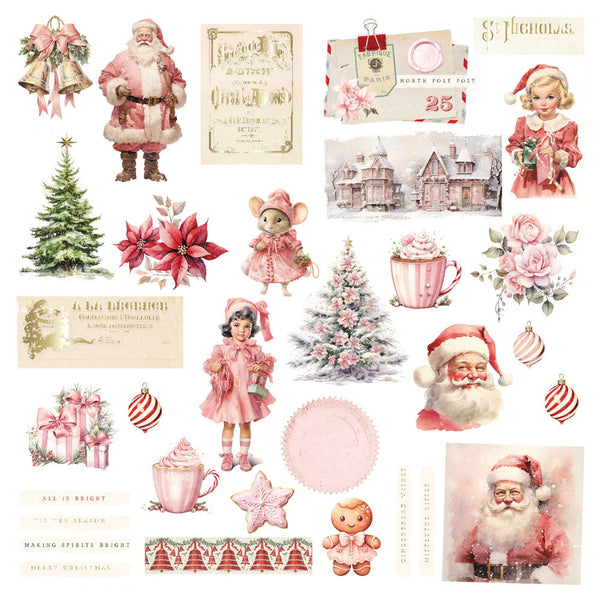 Prima 25 & PEPPERMINT Christmas ICONS EPHEMERA with Foil  64 pcs #981488