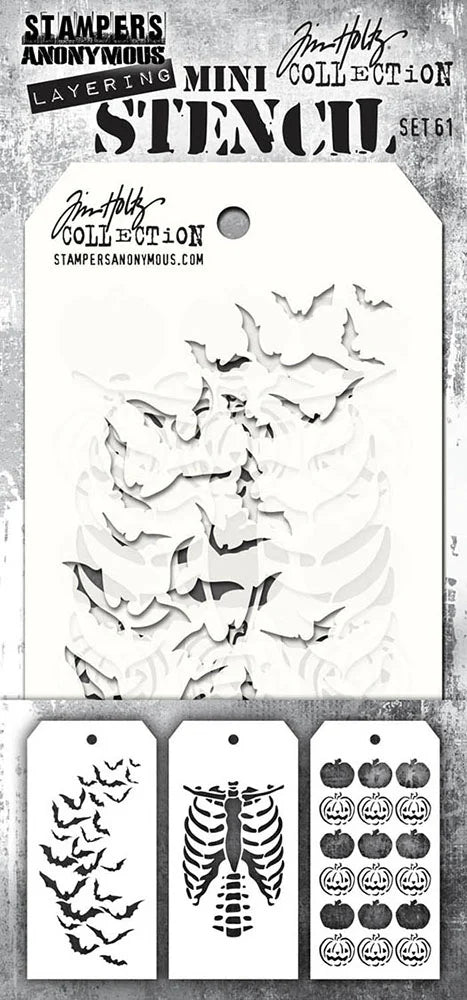 Tim Holtz MINI Layering HALLOWEEN 2024 STENCIL - Set 61  3 Pcs  #THMST061