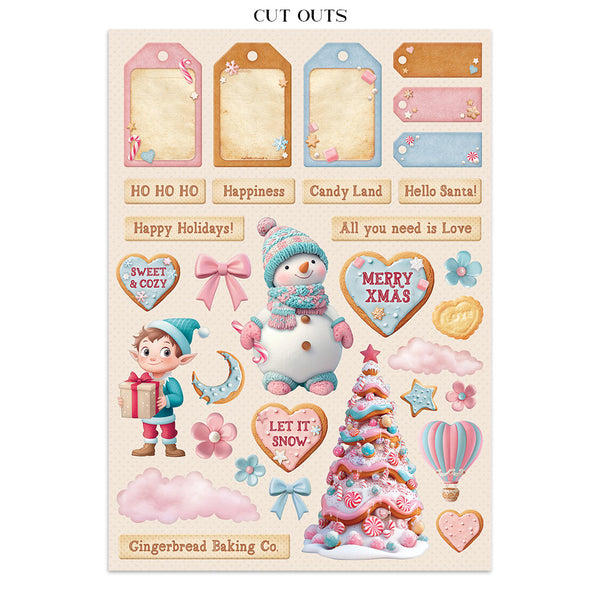 Stamperia CANDY CHRISTMAS A4 Junk Journal Stickers Cut outs Backgrounds #SBJK01