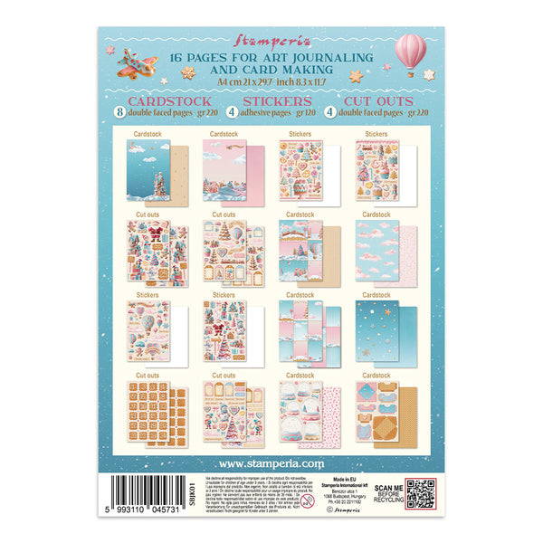 Stamperia CANDY CHRISTMAS A4 Junk Journal Stickers Cut outs Backgrounds #SBJK01