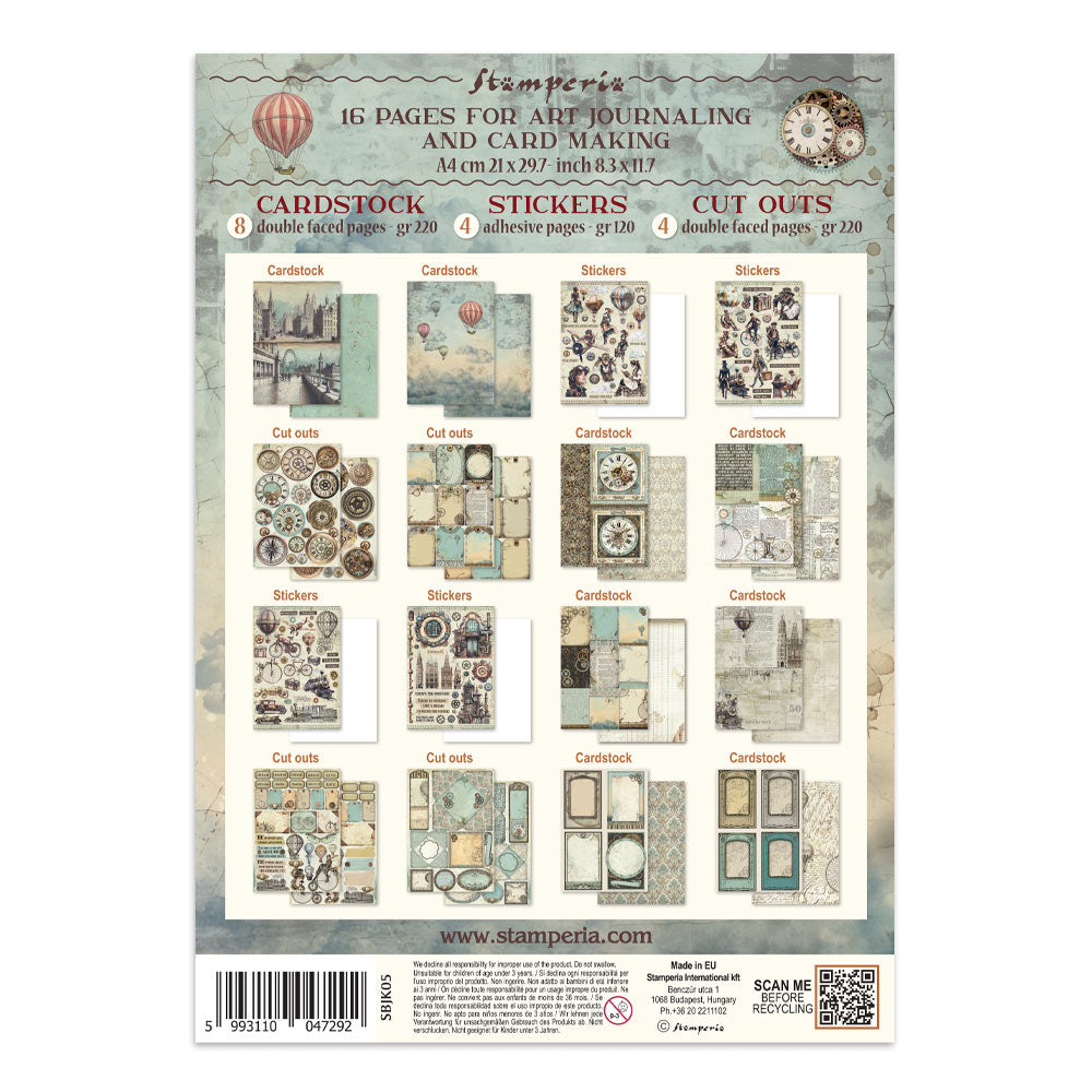 Stamperia VOYAGES FANTASTIQUES A4 Junk Journal Stickers Cut outs Backgrounds #SBJK05