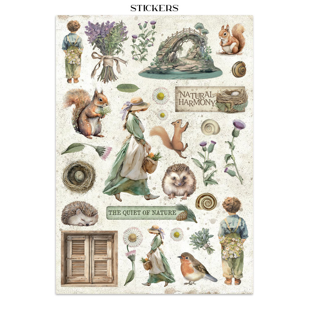 Stamperia HERBARIUM SILVAE A4 Junk Journal Stickers Cut outs Backgrounds #SBJK09