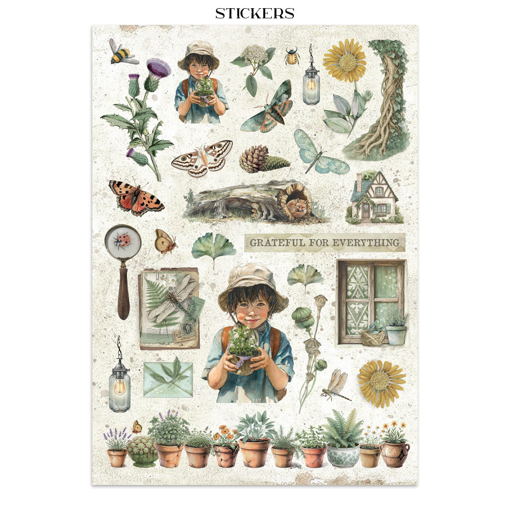 Stamperia HERBARIUM SILVAE A4 Junk Journal Stickers Cut outs Backgrounds #SBJK09