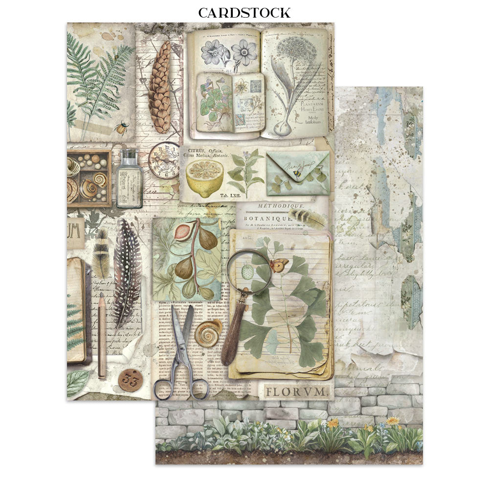 Stamperia HERBARIUM SILVAE A4 Junk Journal Stickers Cut outs Backgrounds #SBJK09