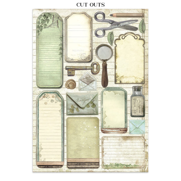 Stamperia HERBARIUM SILVAE A4 Junk Journal Stickers Cut outs Backgrounds #SBJK09