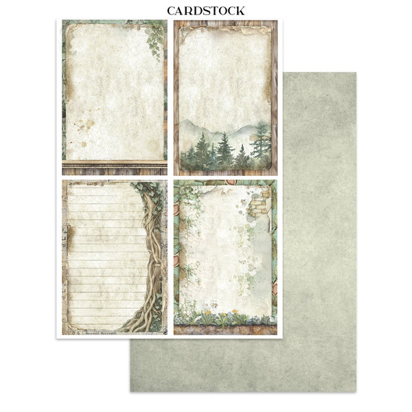 Stamperia HERBARIUM SILVAE A4 Junk Journal Stickers Cut outs Backgrounds #SBJK09