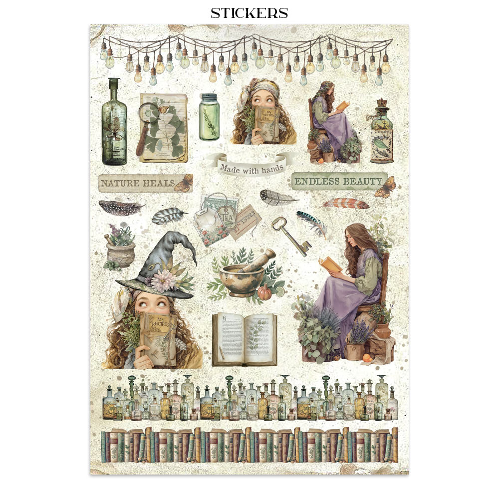 Stamperia HERBARIUM SILVAE A4 Junk Journal Stickers Cut outs Backgrounds #SBJK09