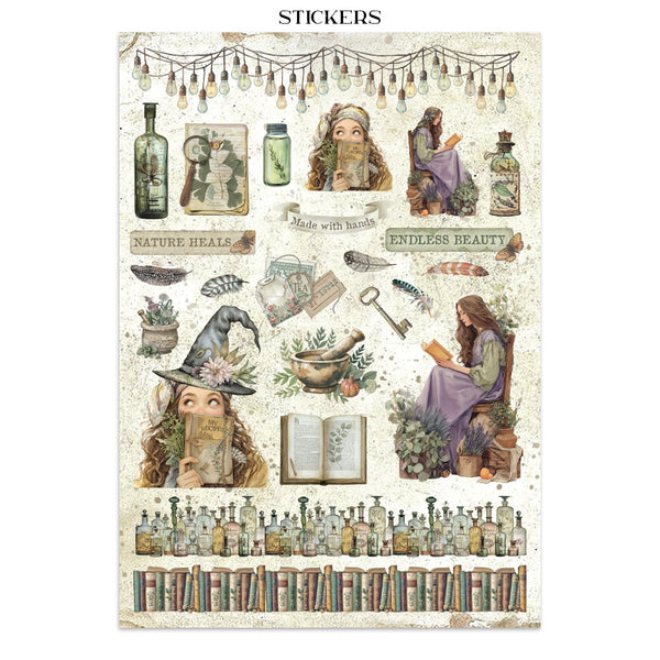 Stamperia HERBARIUM SILVAE A4 Junk Journal Stickers Cut outs Backgrounds #SBJK09