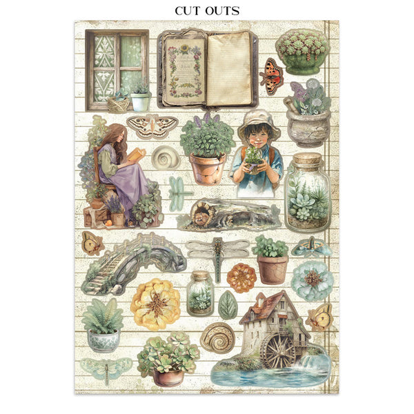 Stamperia HERBARIUM SILVAE A4 Junk Journal Stickers Cut outs Backgrounds #SBJK09