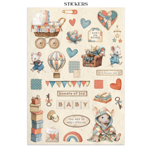 Stamperia BABY A4 Junk Journal Stickers Cut outs Backgrounds #SBJK12