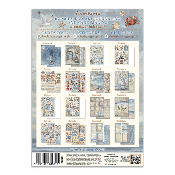 Stamperia SILENT SEA A4 Junk Journal Stickers Cut outs Backgrounds #SBJK13