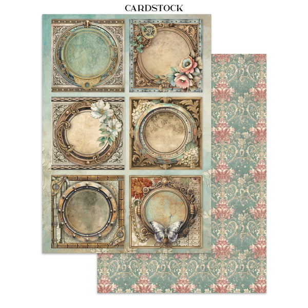 Stamperia GARDENS OF TIME A4 Junk Journal Stickers Cut outs Backgrounds #SBJK17