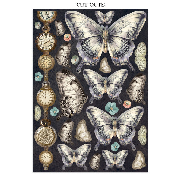 Stamperia GARDENS OF TIME A4 Junk Journal Stickers Cut outs Backgrounds #SBJK17